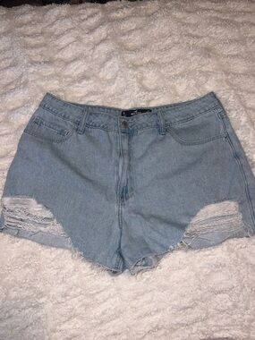 Hollister Light Blue Distressed Denim Shorts